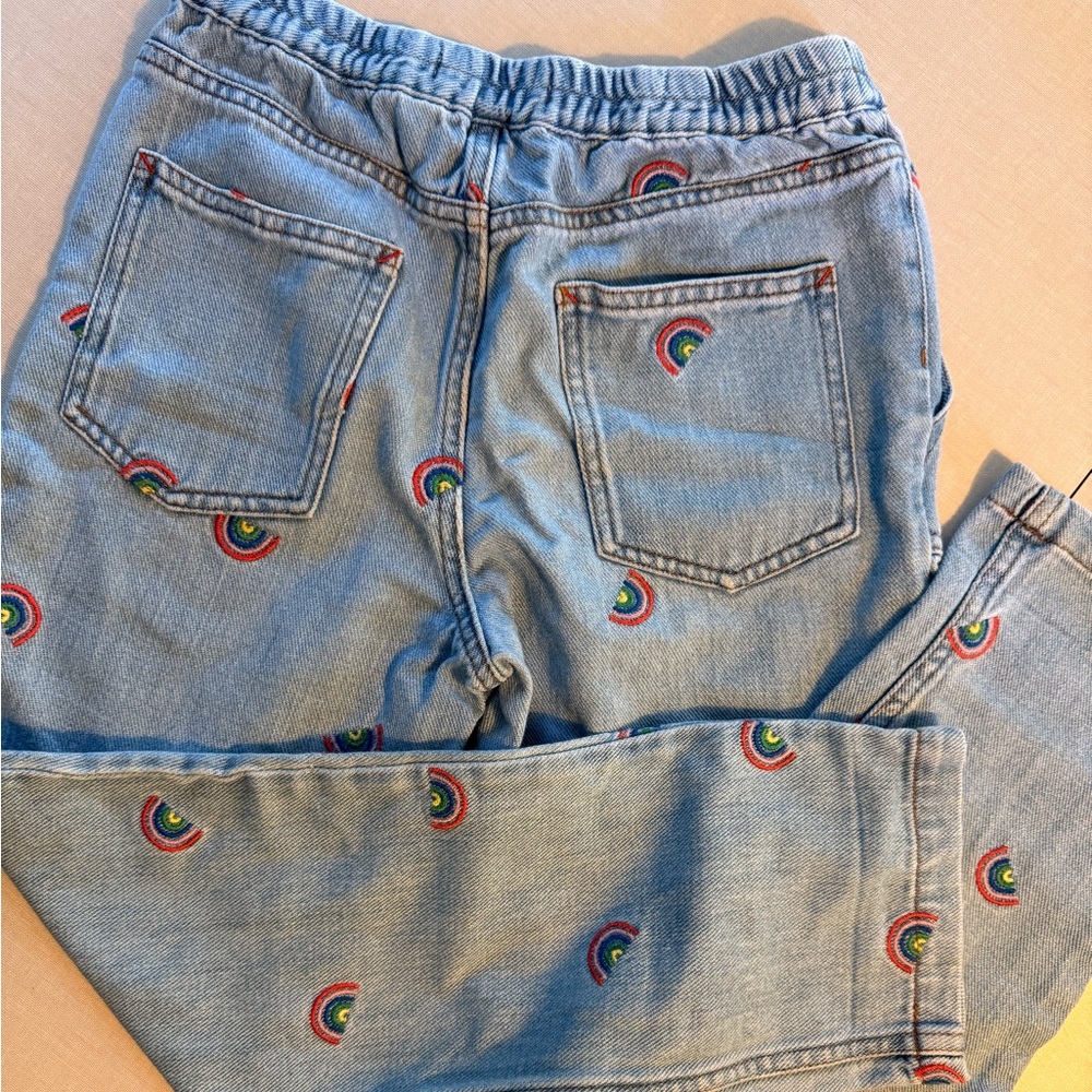 Boden Mini Light Blue Denim with Rainbow Stitching